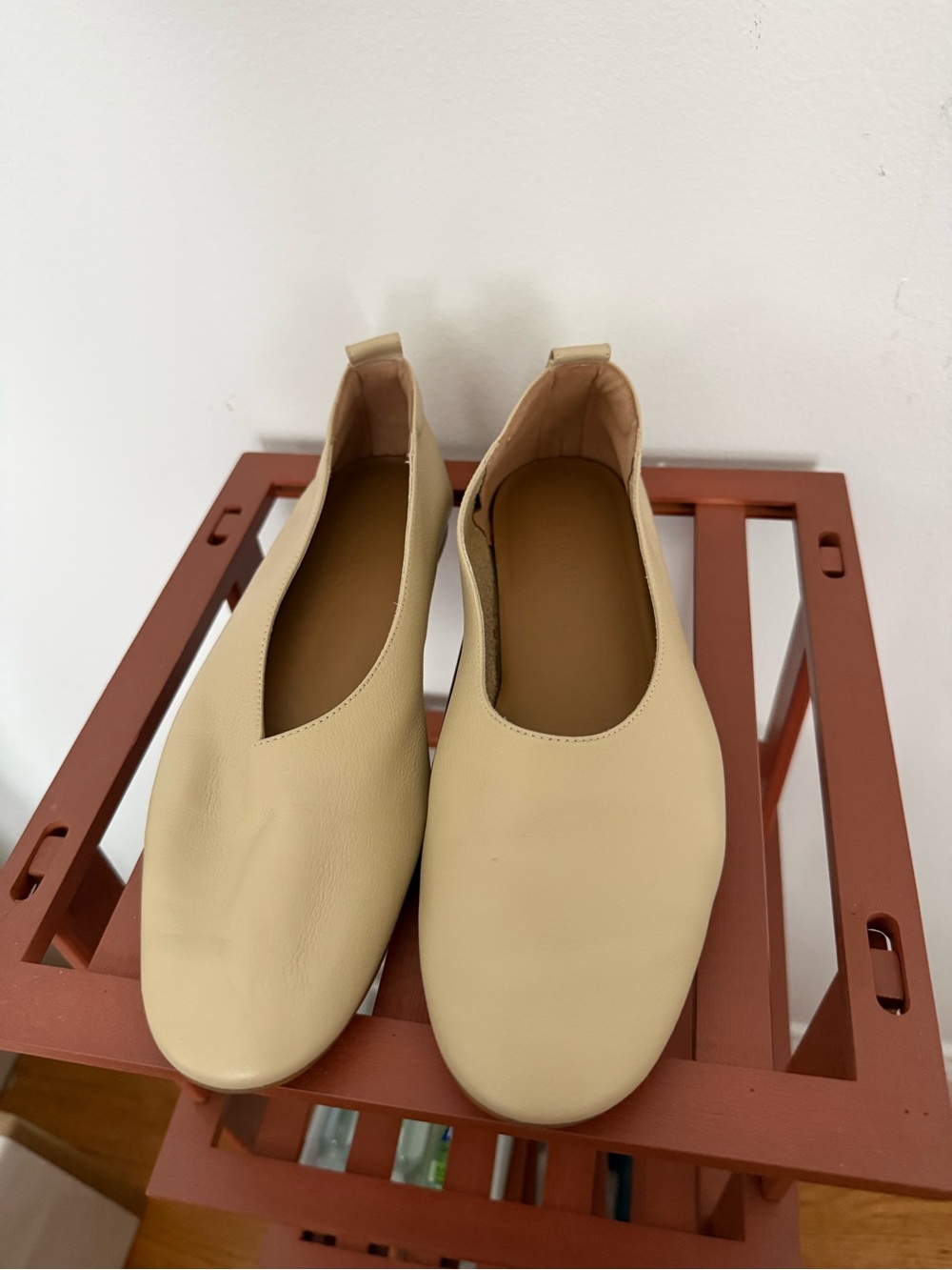 Everlane Cream Leather Slip-On Flats